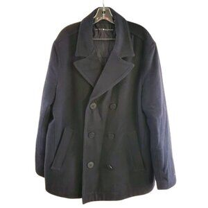 Tommy Hilfiger Navy Wool Blend Insulated Peacoat Jacket XL Colorblock